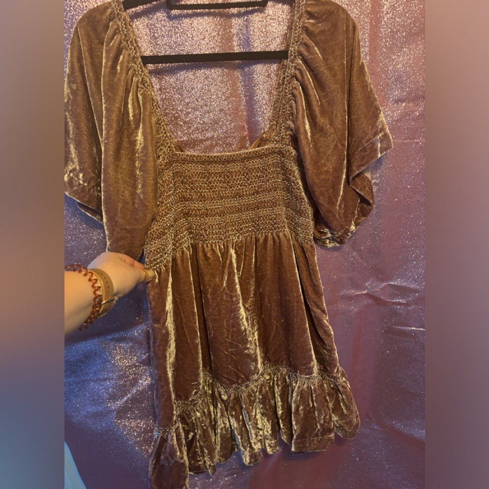free people velvet bow dress size small